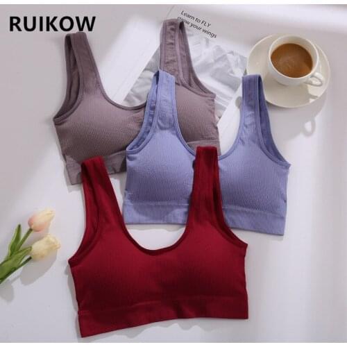 Female Sexy Sport Bras Wire Free Brassieres Pure Color Cotton Woman Top Underwear with Thin Pad Backless Soft Intimates Lingerie