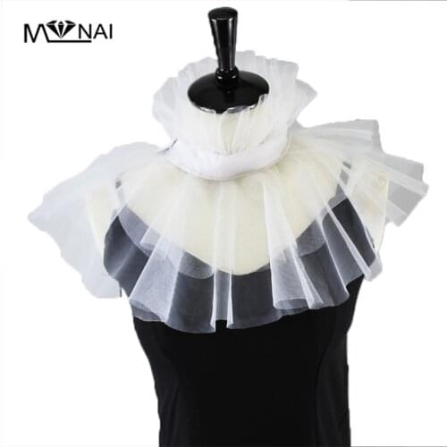 Gothic Mesh Neck Ruff Collar Vintage Ruffle Fake Collars Handmade Photography Props Halloween Costume Accessory