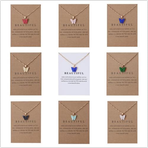 Korean Fashion Cute Butterfly Pendant Necklace for Women Golden Color Statement Necklace Jewelry Gifts