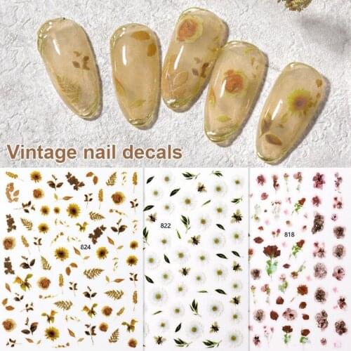 1 sheet Colorful Flower Nail Art Stickers Gradient Flower Sticker Decals Decorations Manicure Tips Tools