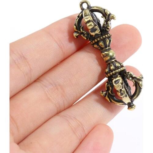 1 PC Nepal Tibetan Handcraft Buddhist Vajra Pestle Copper Crafts Mini Key Ornaments