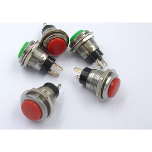 10PCS no lock switch 12MM red green yellow reset switch / push button switch without lock mini round button DS-318