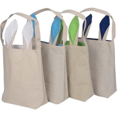 100PCS/Sets Cute Cotton Burlap Bags Rabbit Ear Shape Gifts Easter Bunny Bags For Kids In New Year Birthday Party Decoration