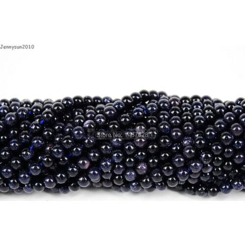 Natural Blue Sand Gems Stones 3mm Smooth Round Spacer Loose Beads 15'' Strand for Jewelry Making Crafts 5 Strands/Pack