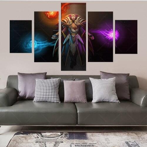 5 Pieces Canvas Painting DOTA 2 Invoker Home Decor For Living Room Printed Wall Art Game Poster Modern Artwork Pictures Cuadros