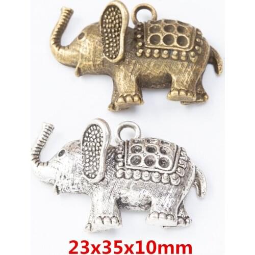 8 pieces of retro metal zinc alloy elephant pendant for DIY handmade jewelry necklace making 7498