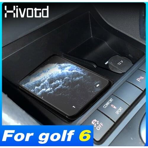 Hivotd Wireless Charger QI 15W Quick Phone Charging Plate Pad Case Interior Accessories For Volkswagen VW Golf 6 MK6 2008-2013