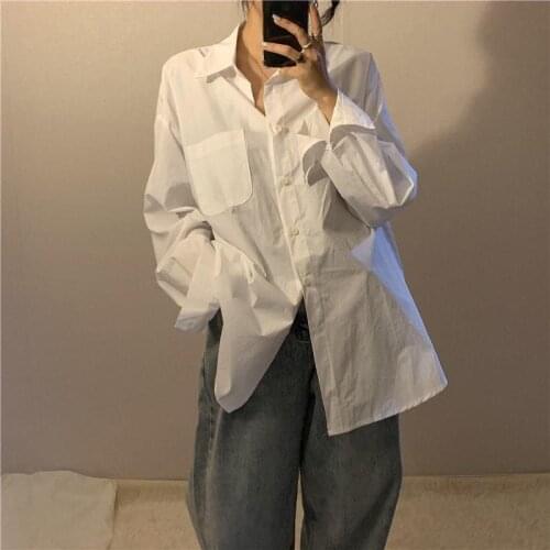 Blouse Women Shirt White Womens Spring/Summer Loose Long Sleeve Shirt Top Blusas Mujer De Moda
