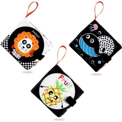 Black White Vision Inspires Baby Cloth Book Early Childhood Education Baby Cloth Book With Ringing Paper Newborn Gift