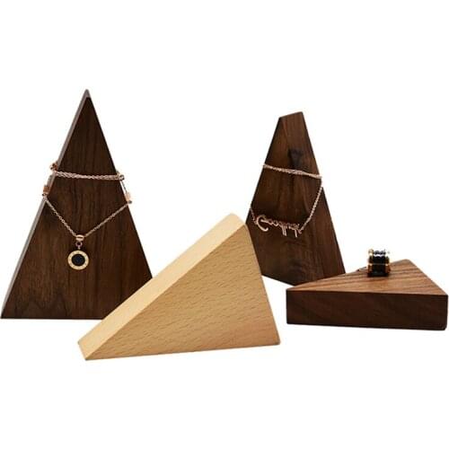 Wooden necklace holder bracelet display stand jewelry organizer triangle jewelry case chain pearl show props walnut customized