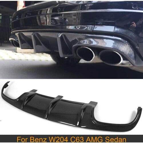 Carbon Fiber Rear Bumper Diffuser For Mercedes Benz C Class W204 C63 AMG Sedan 2009 - 2011 Car Rear Bumper Diffuser Lip Spoiler