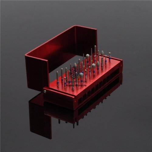 Dental Disinfection Burs Holder Block And 30pcs Diamond Polishing FG1.6mm Burs