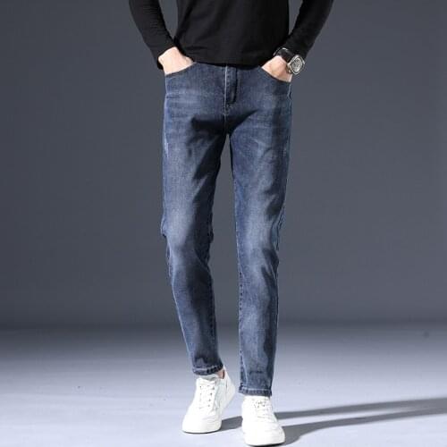 Jeans Mens Fashion Korean-Style Elastic Loose Straight Male Business Casual Stretch Slim Pants Autumn Clothes