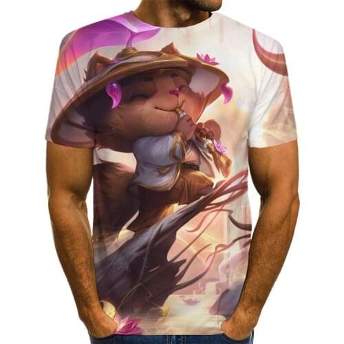 Mens T-shirt 2021 Summer New Harajuku Fashion Trend Thin Oversized T-shirt Round Neck 3D League of Legends Graphic Shirt