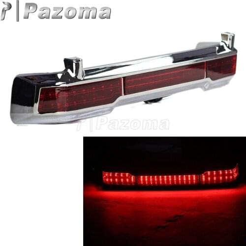 Pazoma Chrome LED Stop Tail Light Motorbike Motorcycle Brake Rear Lights For Harley Electra Road Street Glide Road King