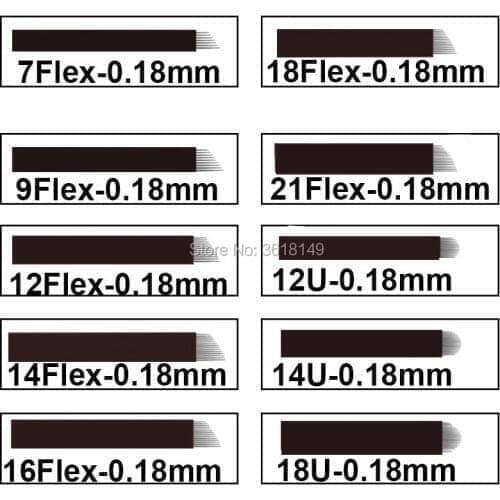 100pcs Lamina Tebori 12 Flex 18U Microblading Needles 0.18mm Tattoo Agulha Tebori for Permanent Makeup Manual Pen Eyebrow Lip
