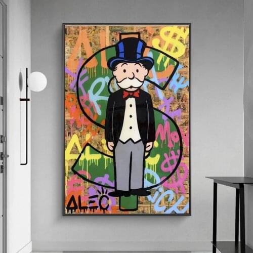 Cartoon Millionaire Alec Monopoly Art Posters and Prints Canvas Paintings Wall Art Pictures for Living Room Decor No Frame
