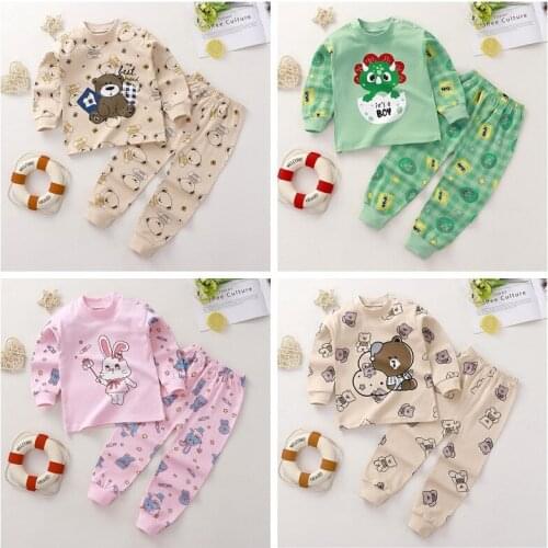Childrens Clothing Sets Baby Winter Underwear Suits Pure Cotton Cartoon Babies Long Sleeve Set Autumn Girl Set Boy Pajamas