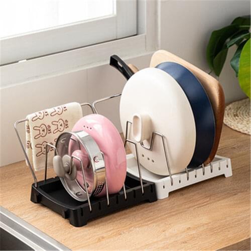 Kitchen Organizer Pot Lid Rack Stainless Steel Adjustable Cooking Dish Tray Stand Sink Drainer Towel Holder Kitchen Accessories