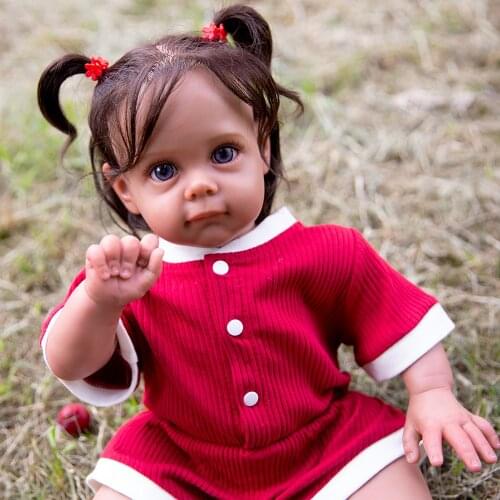 Hoomai 55CM Black Skin Girl Reborn Baby Doll Soft Touch Girl Doll Baby Reborn Toys Cosplay Toddler Birthday Gifts