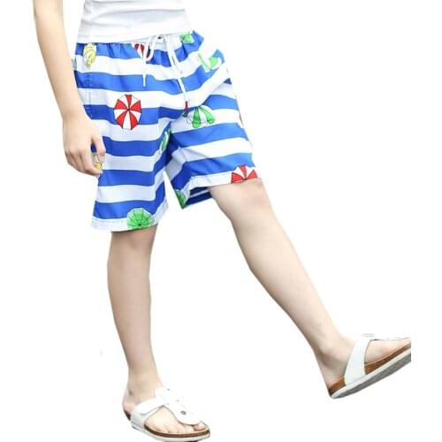 Summer Boy Shorts Beach Swimming Shorts Fast Dry Boys Shorts Cartoon Stripes Children Clothing Pants Swimwear Trunk Plus Size