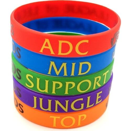 LOL Bracelet League of Legend Wristband Silicon Bracelet with ADC, JUNGLE, MID, SUPPORT, DOTA 2 Printed Band Wholesale 50pcs/Lot
