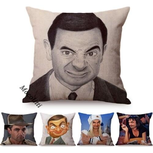 Fashion Mr Bean Funny Humourous Poster Home Decorative Sofa Throw Pillow Case Modern Abstract Comic Cartoon Linen Cushion Cover