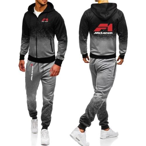 McLaren Logo 2021 New Printing Male Print Set Suits Gradient Hoodies Casual Sweatpant Custom Gradient Sport Jacket Sets