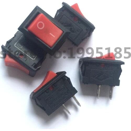 New 5pcs 21MM*15MM Red Push Button Mini Switch 6A-10A 110V 250V KCD1 2Pin Snap-in On/Off Rocker Switch 5PCS/Lot Red