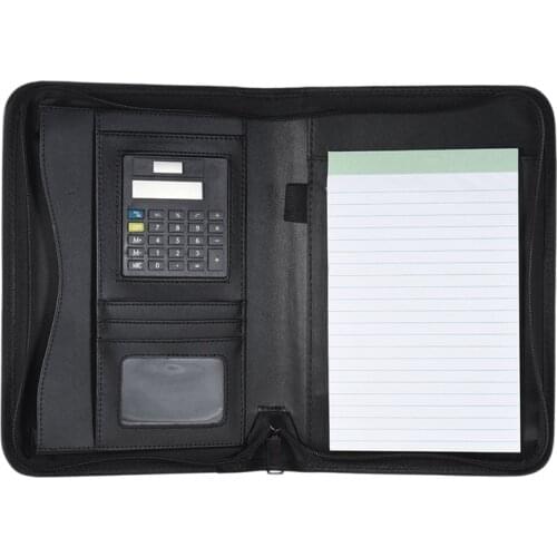Padfolio PU Leather A5 Portable Business Portfolio Folder with Calculator for Businessman Or Interview