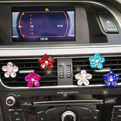 Air Freshener Automobile Air Conditioner Outlet Crystal Flower Decor Car Ornaments Car Interior Accessories For Woman Girl