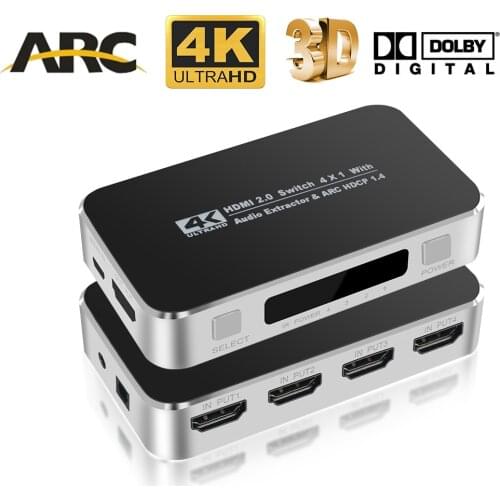 New UHD HDMI 2.0 Switch 4K Switcher HDMI 4 in 1 out 3840X2160P/60HZ HDCP 2.2 1080P for PS4 pro DVD Laptop PC