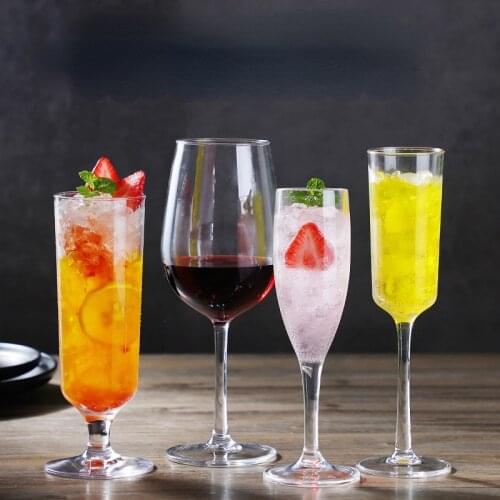 PC Material Plastic Champagne Wine Glass Bar Acrylic Transparent Goblet Brandy Tumbler Juice Cup High-end Atmosphere