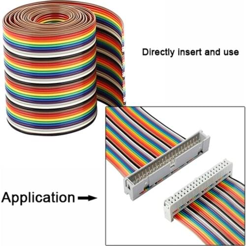 1.4mm 40pin Rainbow Flat Ribbon Stranded Dupont Cable 1M 2M 3M 5M 10M for Dupont Line Connector Pitch Connect Wires