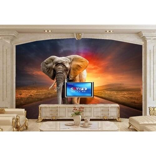 Custom 3D murals,Elephants under the setting sun wallpaper,restaurant living room sofa TV wall children bedroom wall paper