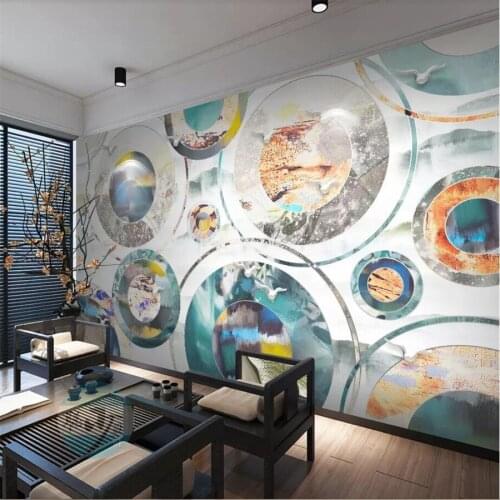 Wellyu Custom photo wallpaper 3d murals new Chinese abstract ink painting geometric modern minimalist TV background wall paper