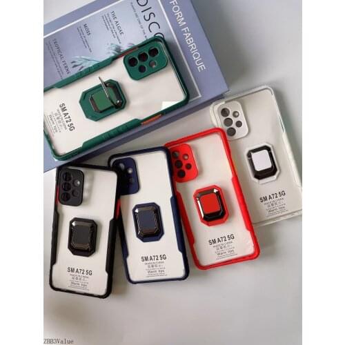 Transparent Ring Case For Samsung S21 Plus Ultra S20 FE A72 A32 A52 A12 5G A01 M01 A3 core A21S A42 A02 S Shockproof Phone Cover