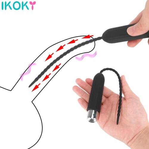 Penis Plug Sex Toys for Man 10 Frequency Insertion Urethral Plug Catheter Soft Urethral Sound Dilator with Bullet Vibrator