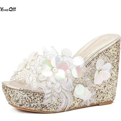 Summer Womens Sandals Flower Fish Mouth Fashion high Heel Platform Open Toes Women Sandals Shoes