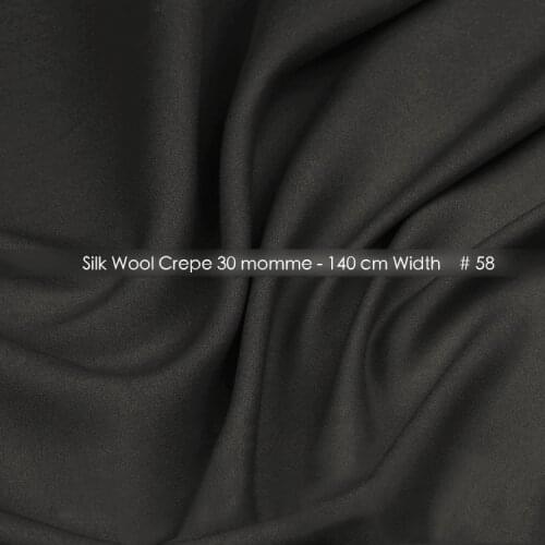 Silk Wool Crepe Fabric140cm width 30mm/35%Silk+65%Natural Silk Fabric Suits Plush Fabric Wedding Party Dress Fabric 58Dark Gray