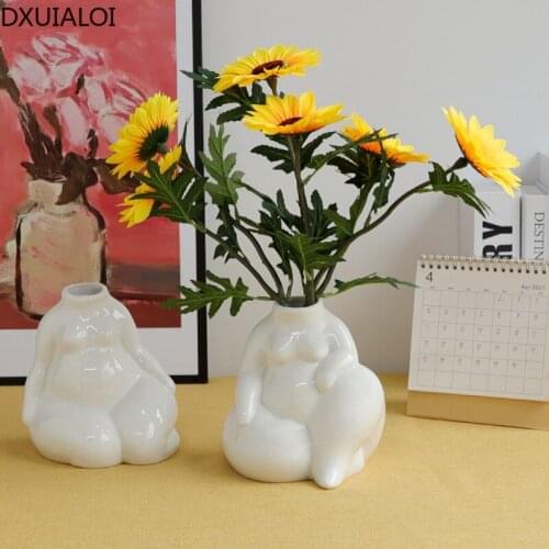 DXUIALOI Modern Simple Creative Human Body Sculpture Ceramic Vase Home Living Room Desktop Flower Arrangement Vase Decoration