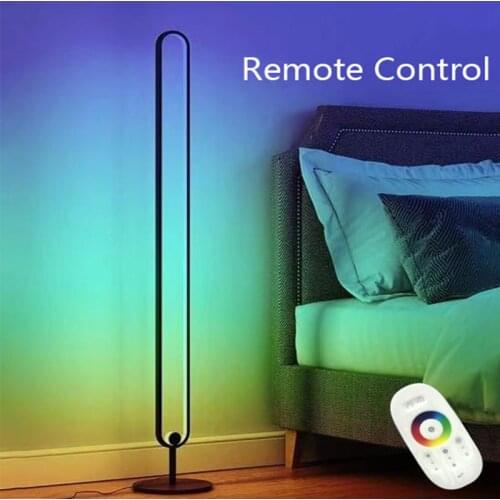 Modern Rgb Corner Floor Lamp Colorful Standing Lamps for Living Room Decor Indoor Bedroom Minimalist Atmosphere Remote Led Light