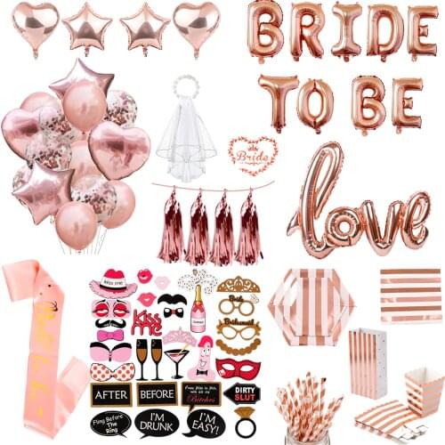 Wedding Decoration Rose Gold Bride To Be Letter Foil Balloons Shooting Props Bridal Shower Bachelorette Hen Party Decor Supplies