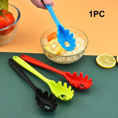 Heat Resistant Spoon Pasta Fork Long Handle Soft Silicone Practical Mini Portable Multifunctional Cooking Tool Noodle Ergonomic