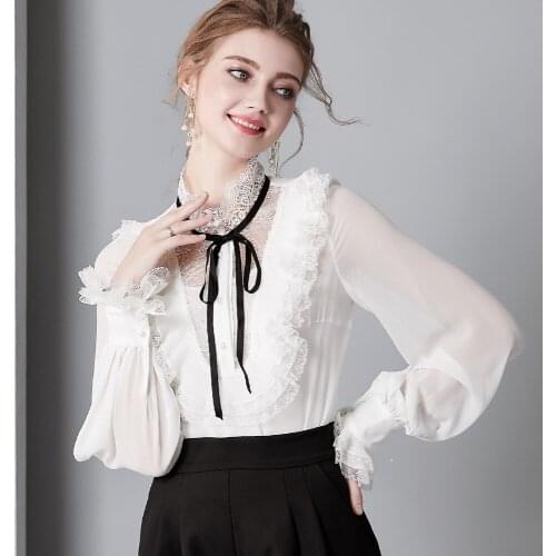 Vintage Real Silk Shirt Womens Tops and Blouses Long Sleeve Blouse Spring Clothes Elegant Shirts Ladies Blusas 5359