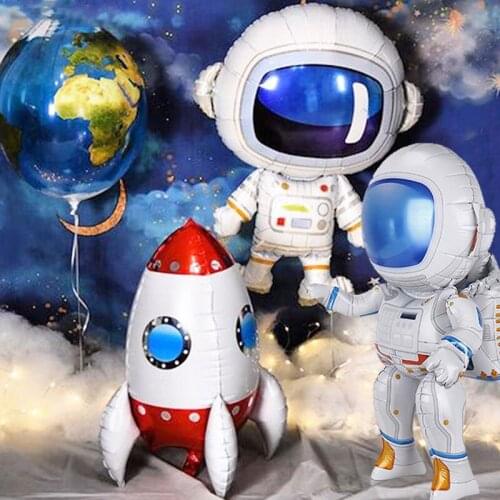 Space theme party balloon spaceman rocket foil balloon star printing latex balloon boy birthday party supplies