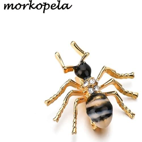 Morkopela Ant Enamel Brooch Insect Pin Fashion Brooches And Pins For Women Metal Costume Brooch Jewelry Accessories