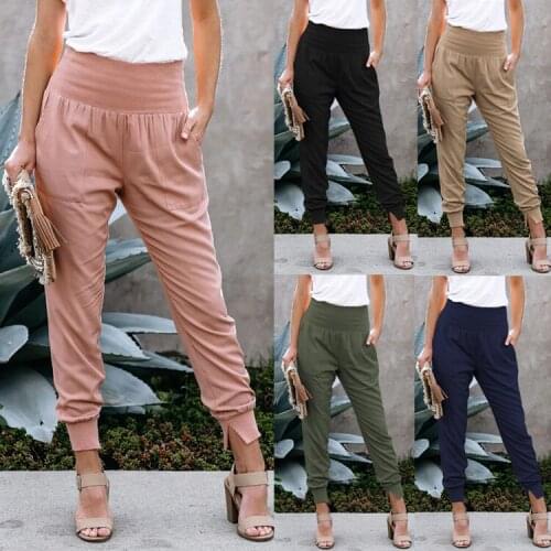 Women High Wasit Casual Trousers with Pockets Casual Streetwear 2021 Summer Clothing Office Lady Solid Plus Size Traf Y2k Pants