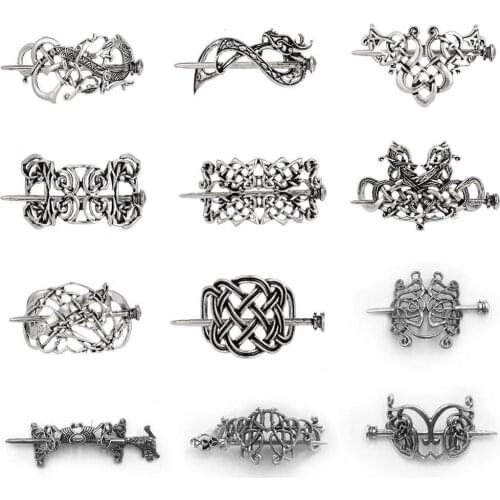 Vintage Norse Stick Slide Viking Hairpins Celtics Knots Hair Clip for Women