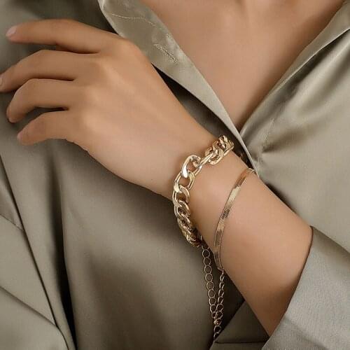 Vintage Punk Snake Bone Blade Thick Chain Bracelets for Women Temperament Geometric Aluminium Bracelet Party Jewelry YN1972